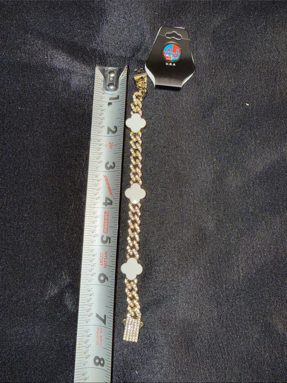Gold-Tone Chain Bracelet with White Clover Accents -